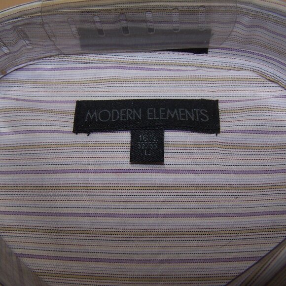 Modern Elements Men Stylish L-Sleeve Stripe Dress Shirt 16.5x32/33 Point Collar - Picture 3 of 6